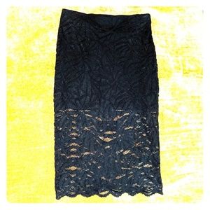 H&M Black Lace Midi Skirt S
